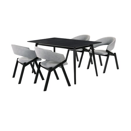 Armen Living Westmont and Talulah Gray and Black 5 Piece Dining Set SETWEDI5TAGRBL